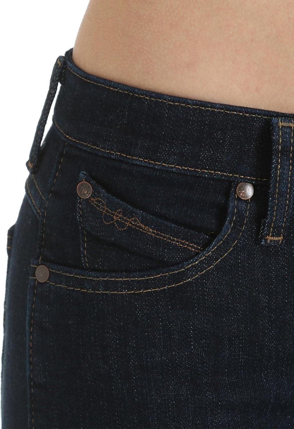 imageWrangler Womens QBaby Mid Rise Boot Cut Ultimate Riding JeanDark Dynasty