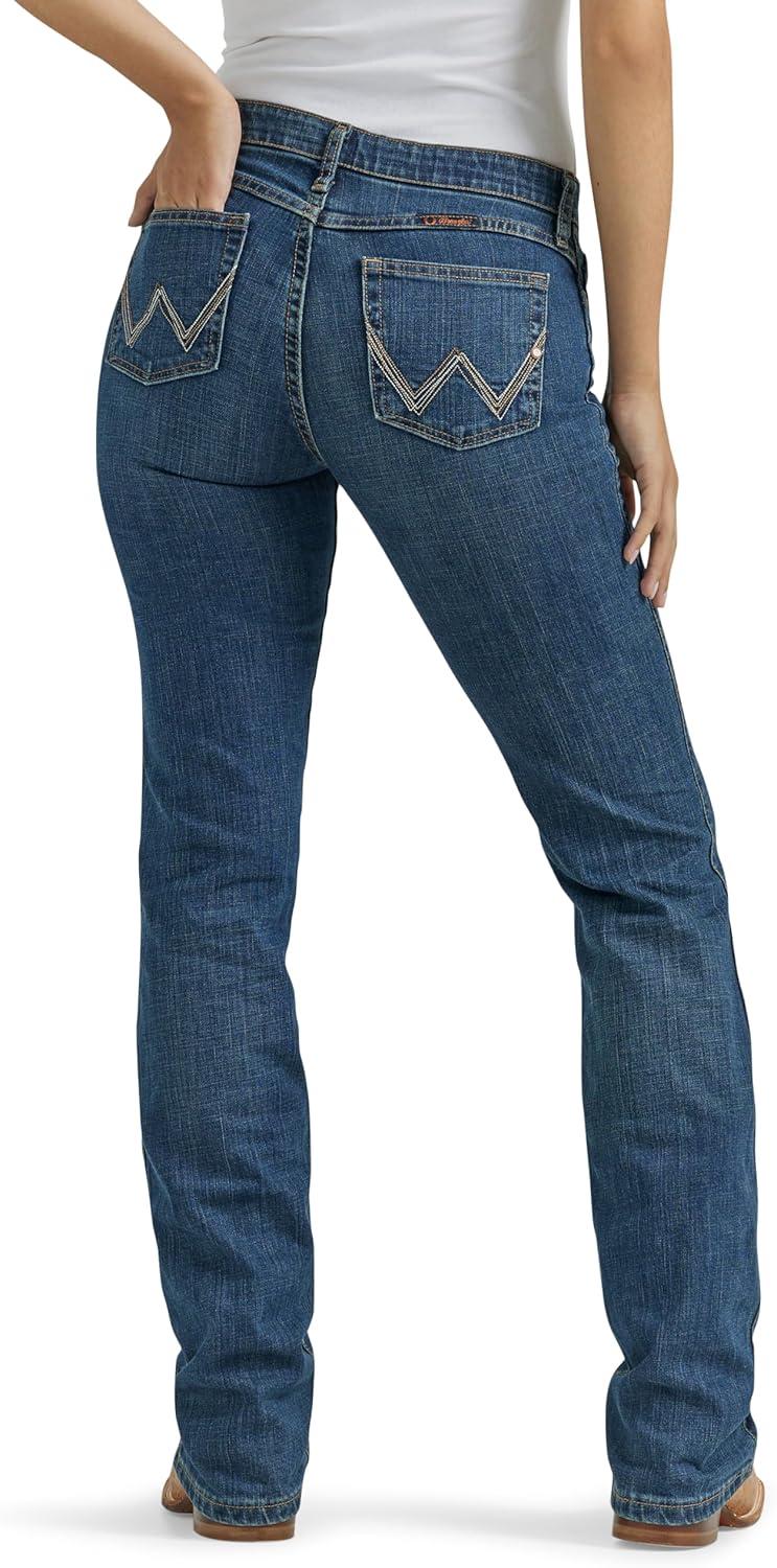 imageWrangler Womens QBaby Mid Rise Boot Cut Ultimate Riding JeanTuff Buck