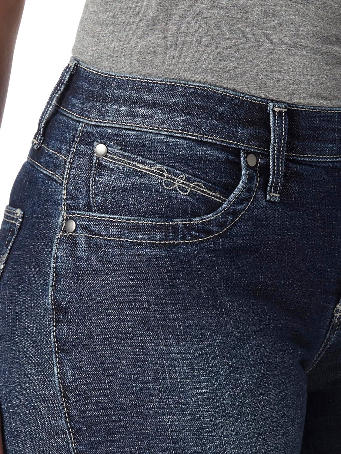 imageWrangler Womens QBaby Mid Rise Boot Cut Ultimate Riding JeanWild Streak