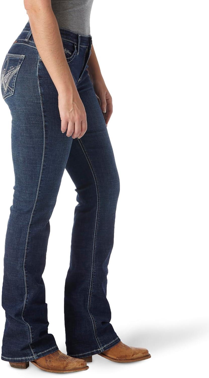 imageWrangler Womens QBaby Mid Rise Boot Cut Ultimate Riding JeanWild Streak