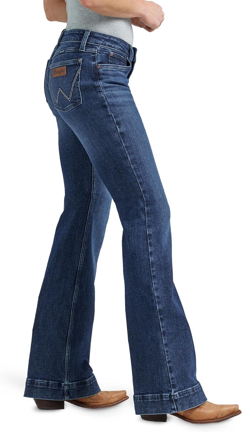 imageWrangler Womens Retro Mae Mid Rise Wide Leg Trouser JeanCassie