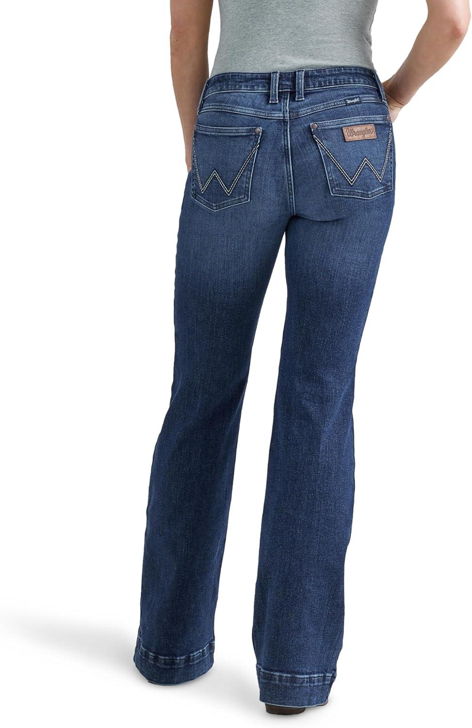 imageWrangler Womens Retro Mae Mid Rise Wide Leg Trouser JeanCassie