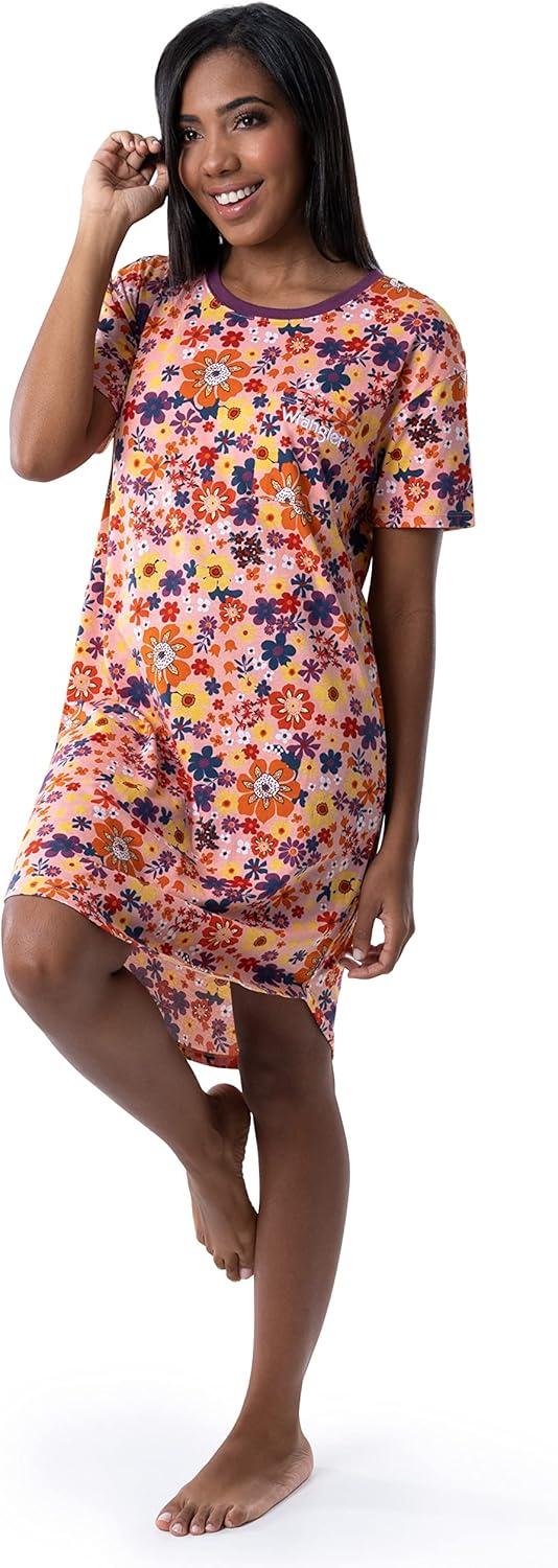 imageWrangler Womens Short Sleeve Crewneck Pocket SleepshirtRetro Floral