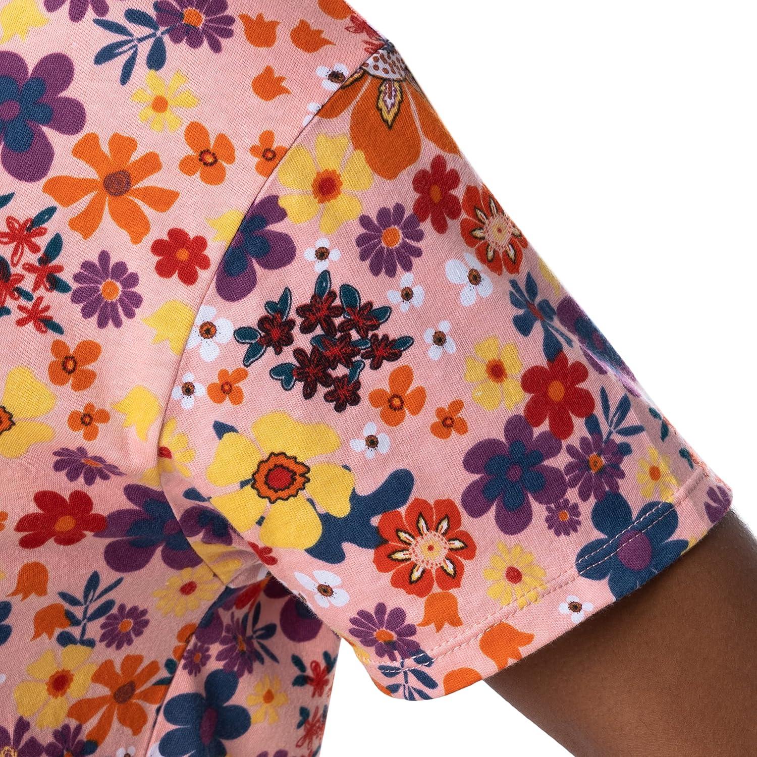 imageWrangler Womens Short Sleeve Crewneck Pocket SleepshirtRetro Floral