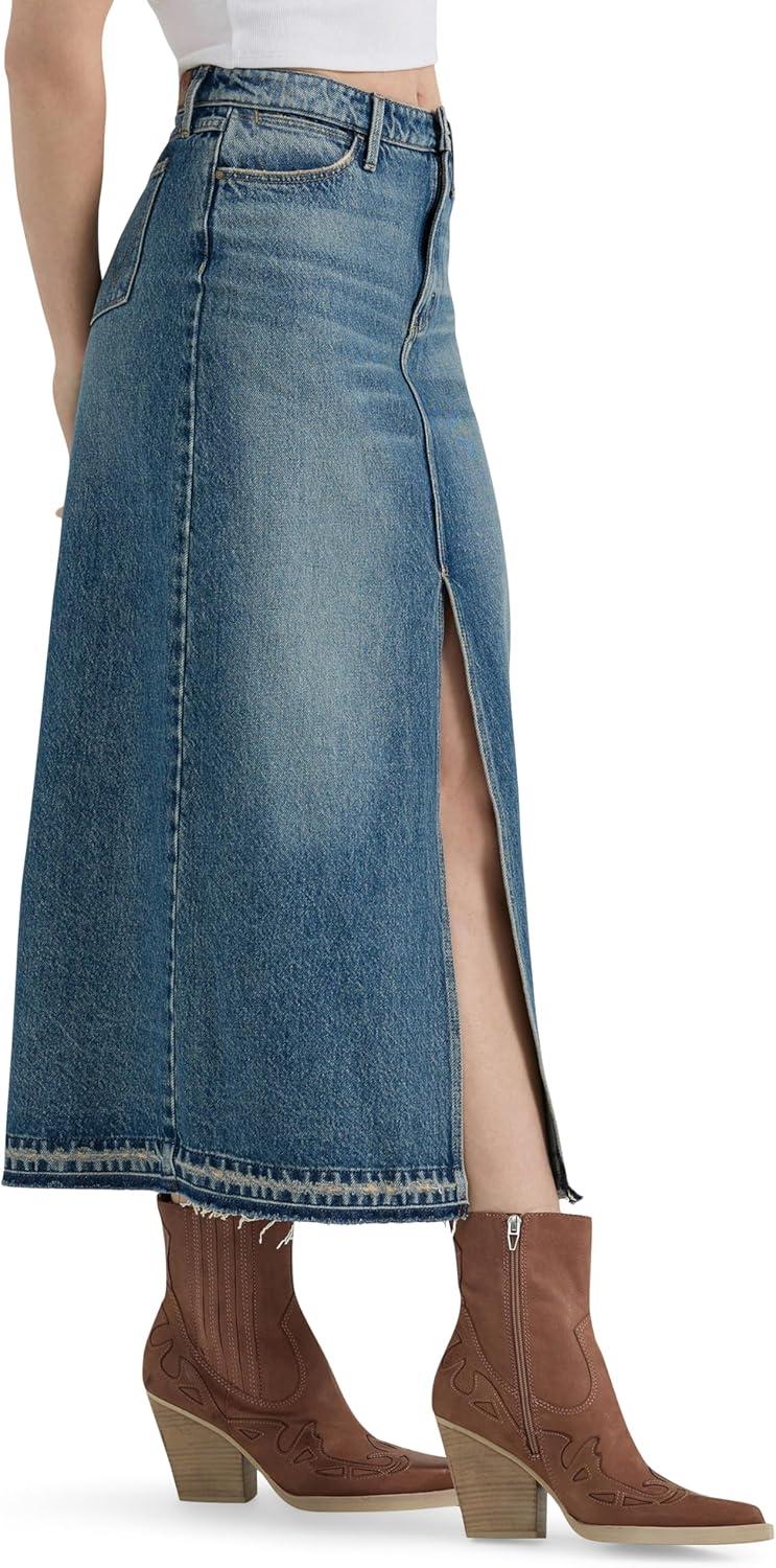 imageWrangler Womens Womens Denim Maxi SkirtRaven