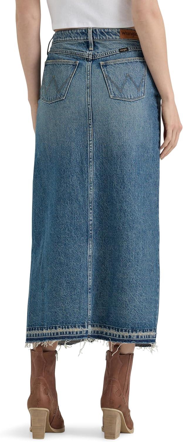 imageWrangler Womens Womens Denim Maxi SkirtRaven
