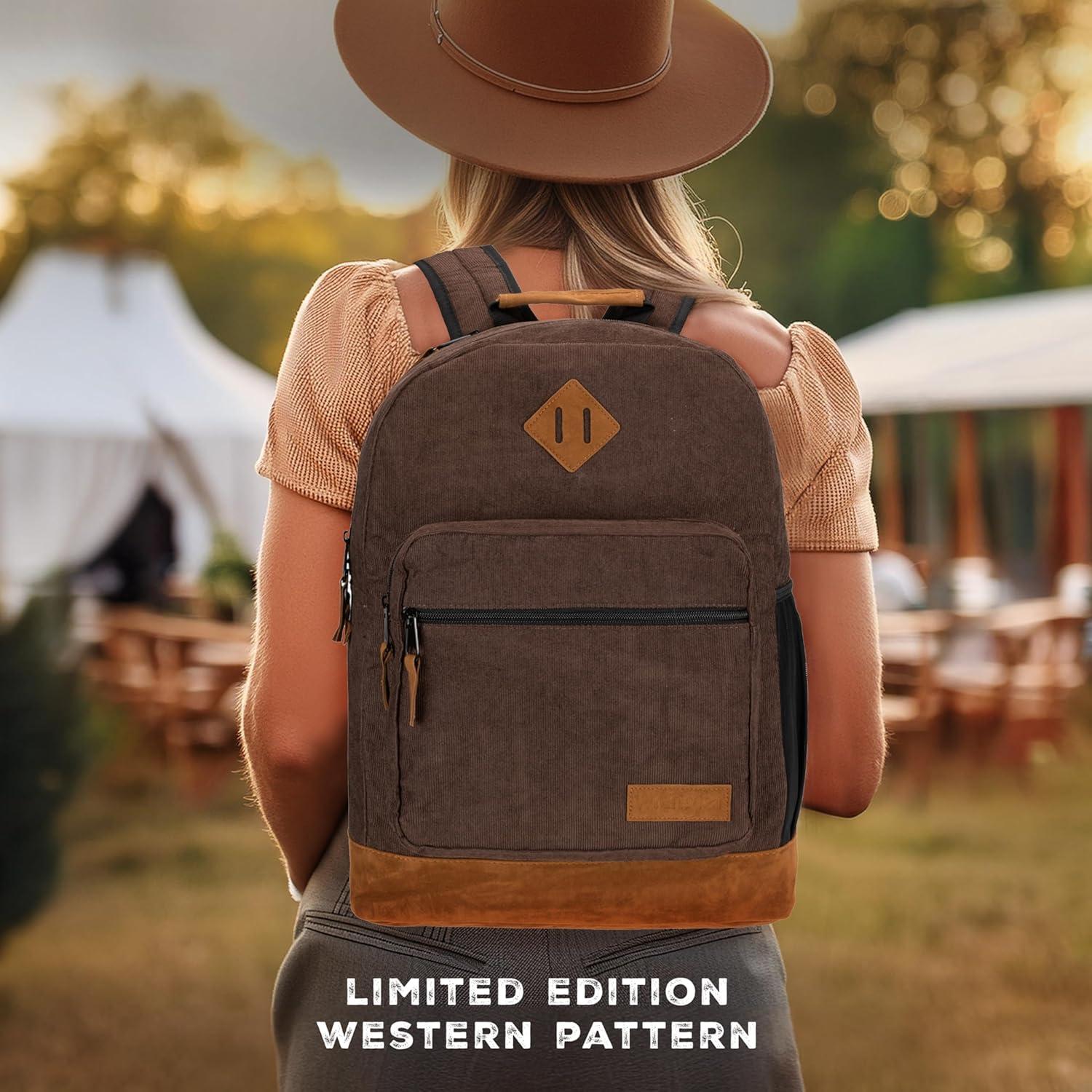 imageWrangler Yellowstone Sturdy Backpack for Travel Classic Logo Water Resistant Casual Daypack for Travel with Padded Laptop Notebook Sleeve Wild WestBrncrd