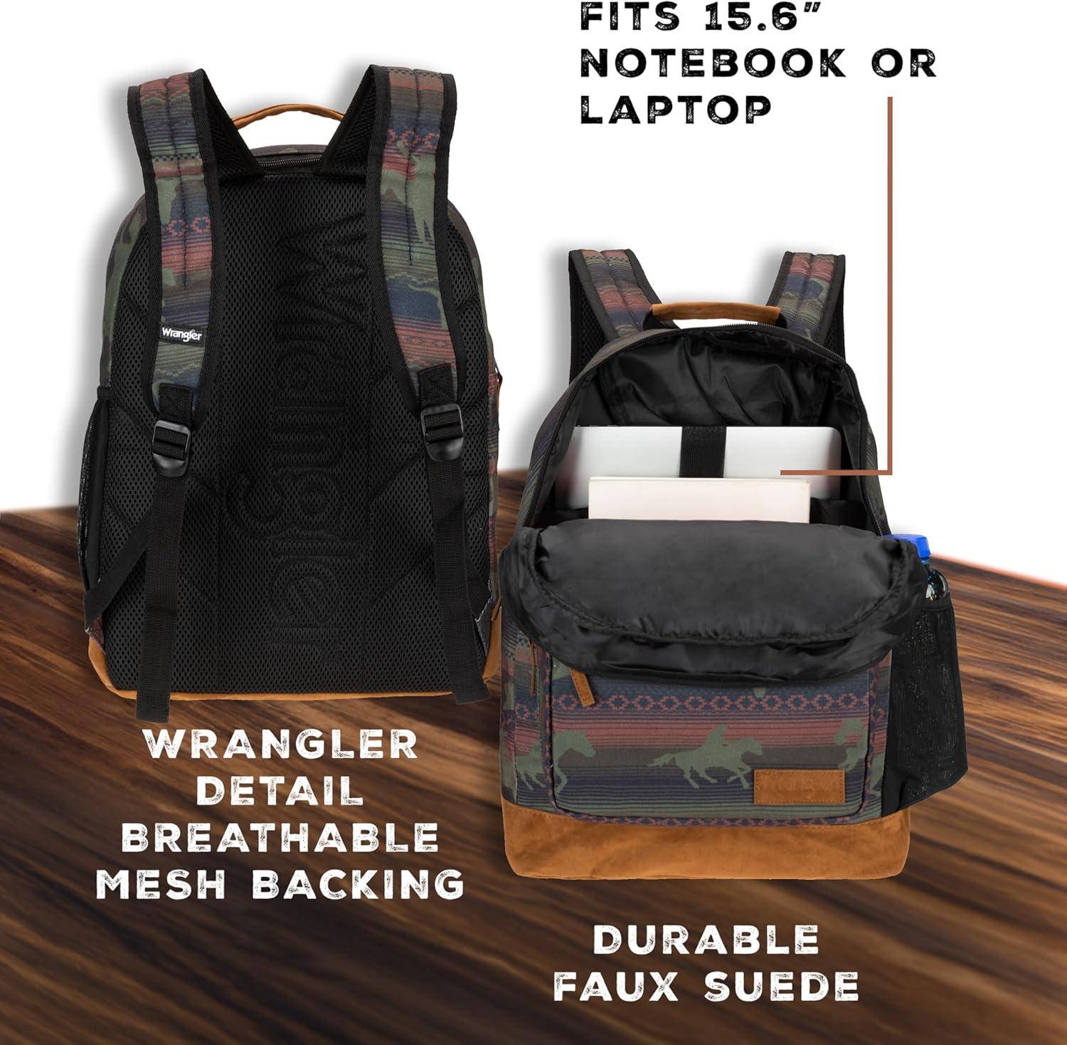 imageWrangler Yellowstone Sturdy Backpack for Travel Classic Logo Water Resistant Casual Daypack for Travel with Padded Laptop Notebook Sleeve Wild WestBurg