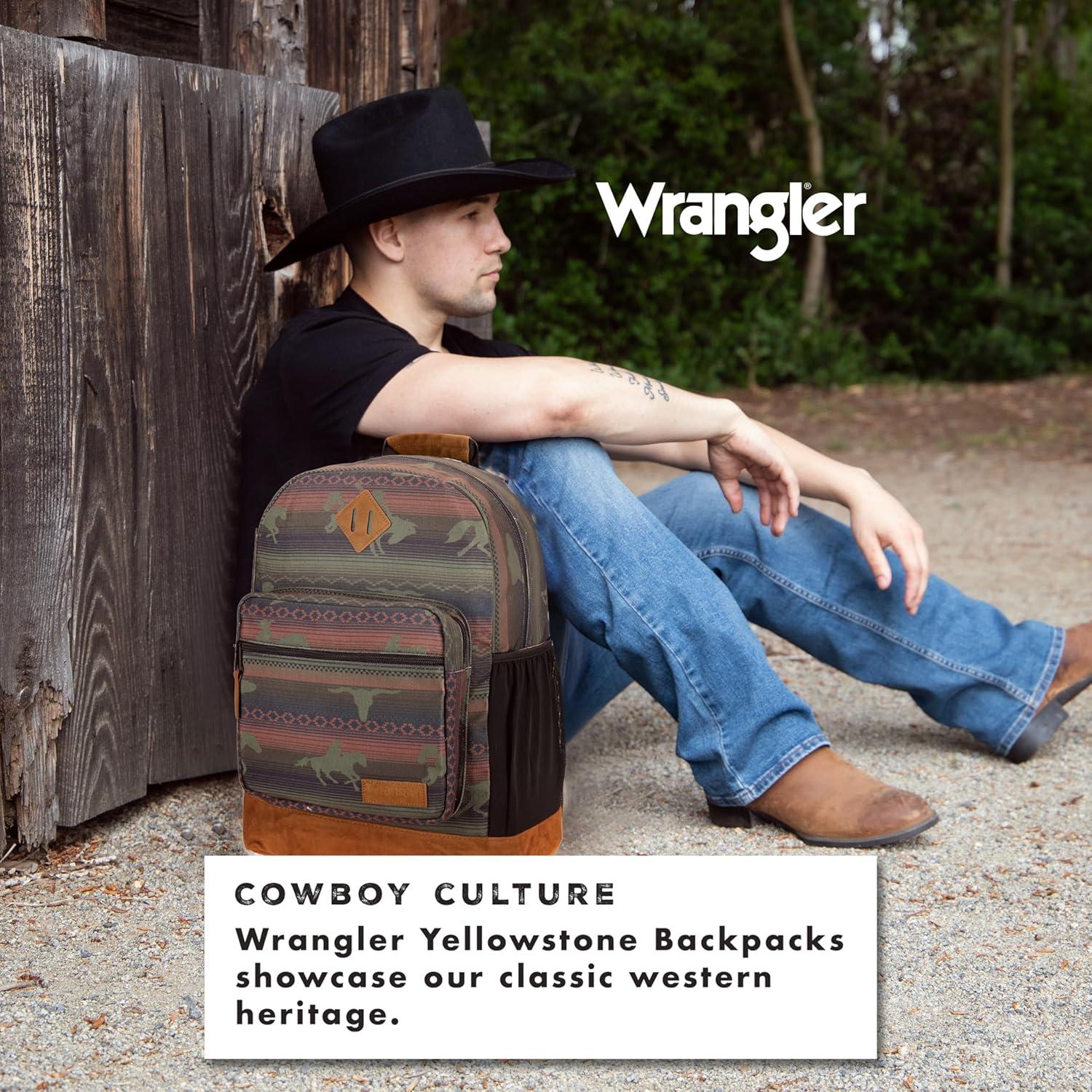 imageWrangler Yellowstone Sturdy Backpack for Travel Classic Logo Water Resistant Casual Daypack for Travel with Padded Laptop Notebook Sleeve Wild WestBurg