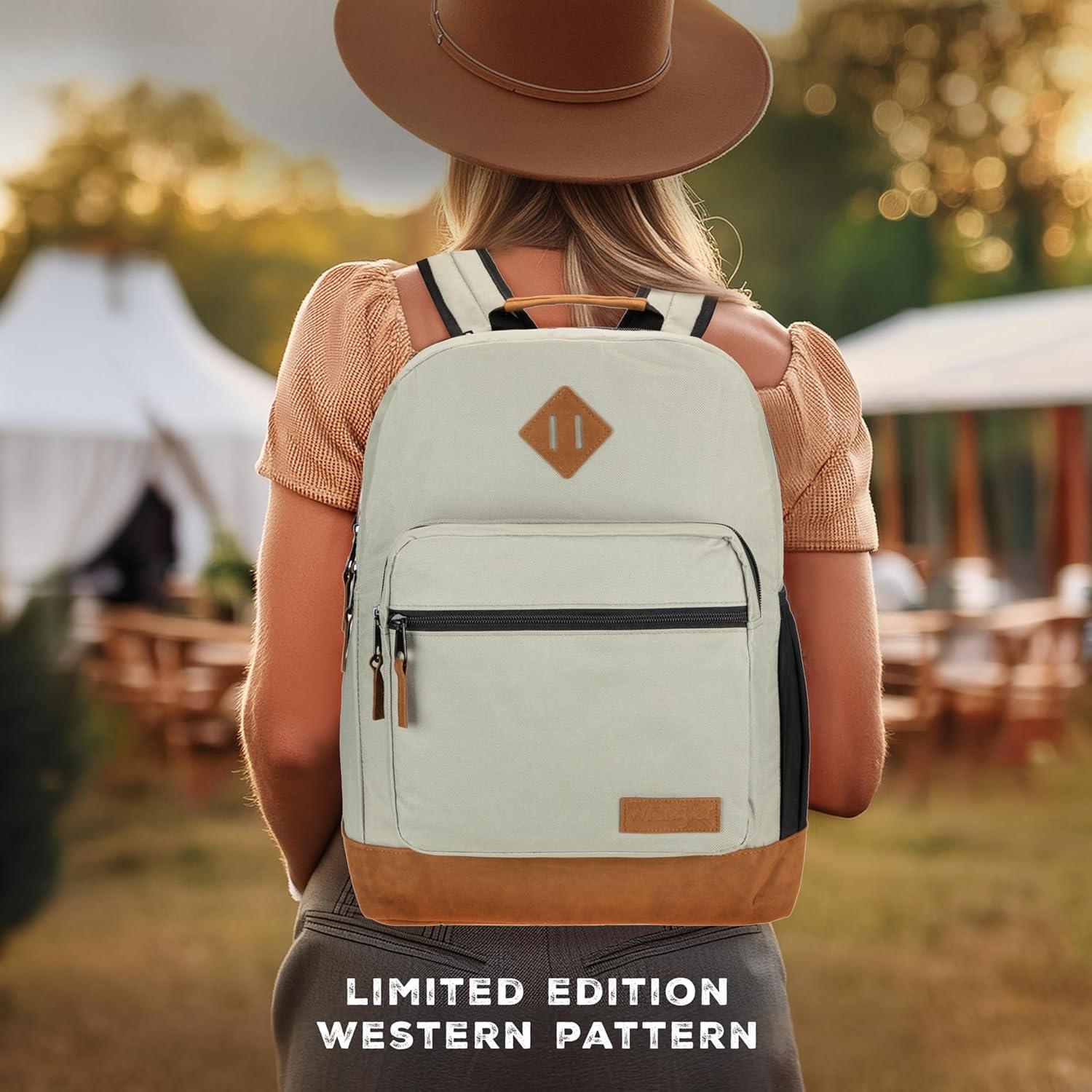 imageWrangler Yellowstone Sturdy Backpack for Travel Classic Logo Water Resistant Casual Daypack for Travel with Padded Laptop Notebook Sleeve Wild WestSgg