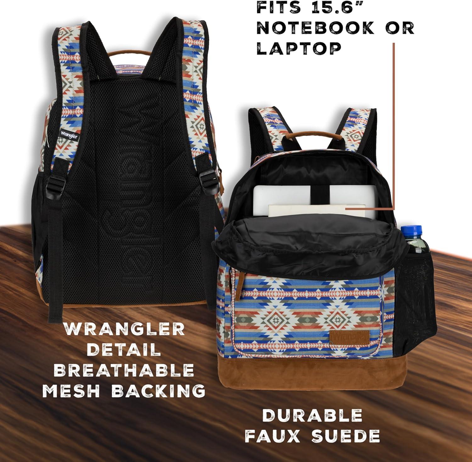 imageWrangler Yellowstone Sturdy Backpack for Travel Classic Logo Water Resistant Casual Daypack for Travel with Padded Laptop Notebook Sleeve Wild WestTan