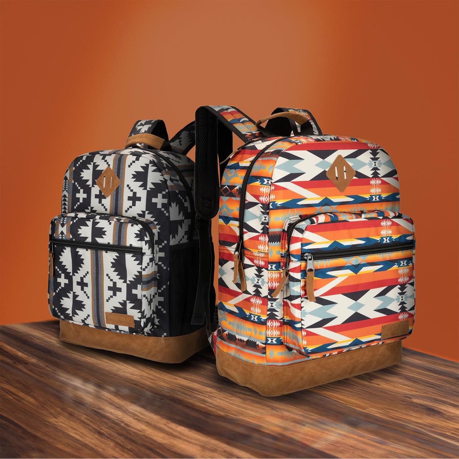 imageWrangler Yellowstone Sturdy Backpack for Travel Classic Logo Water Resistant Casual Daypack for Travel with Padded Laptop Notebook Sleeve Wild WestWild West