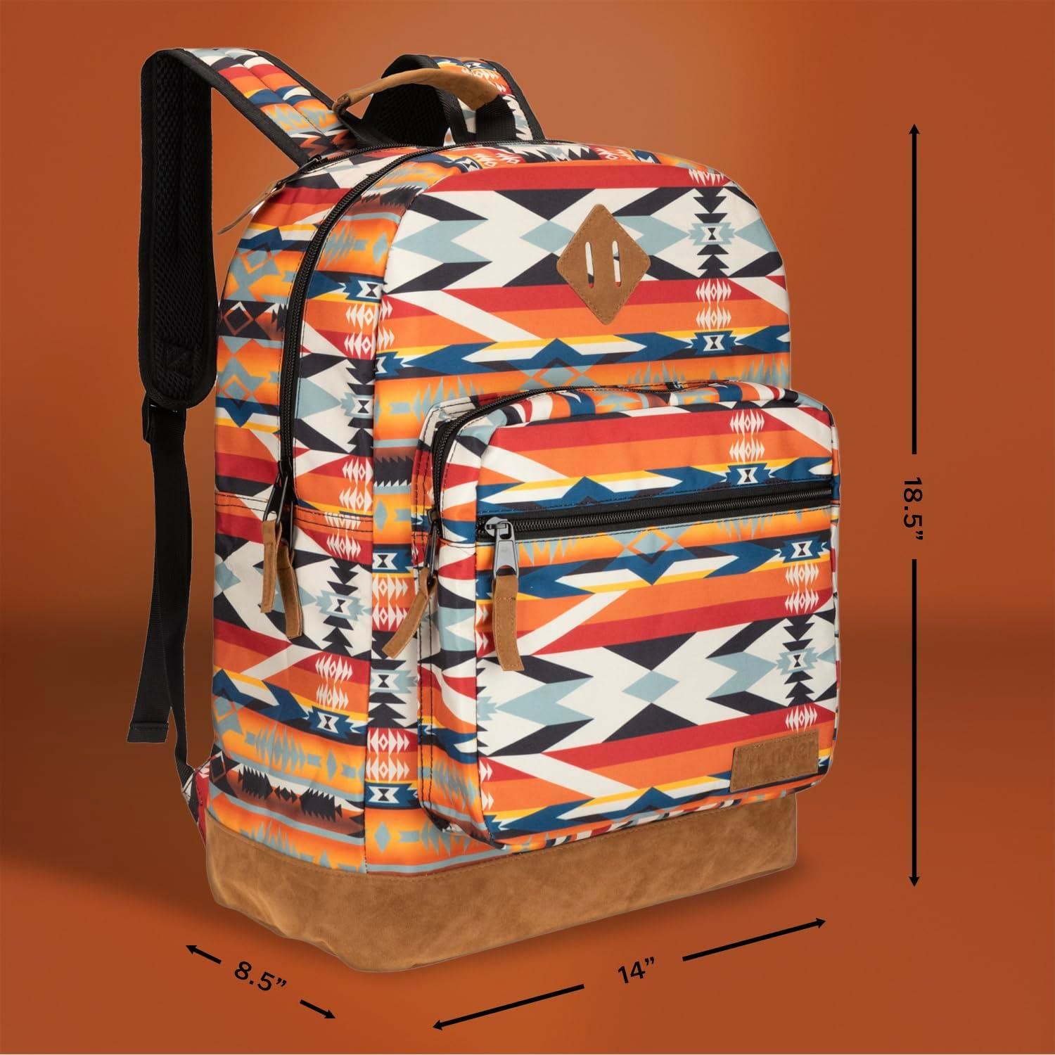 imageWrangler Yellowstone Sturdy Backpack for Travel Classic Logo Water Resistant Casual Daypack for Travel with Padded Laptop Notebook Sleeve Wild WestWild West