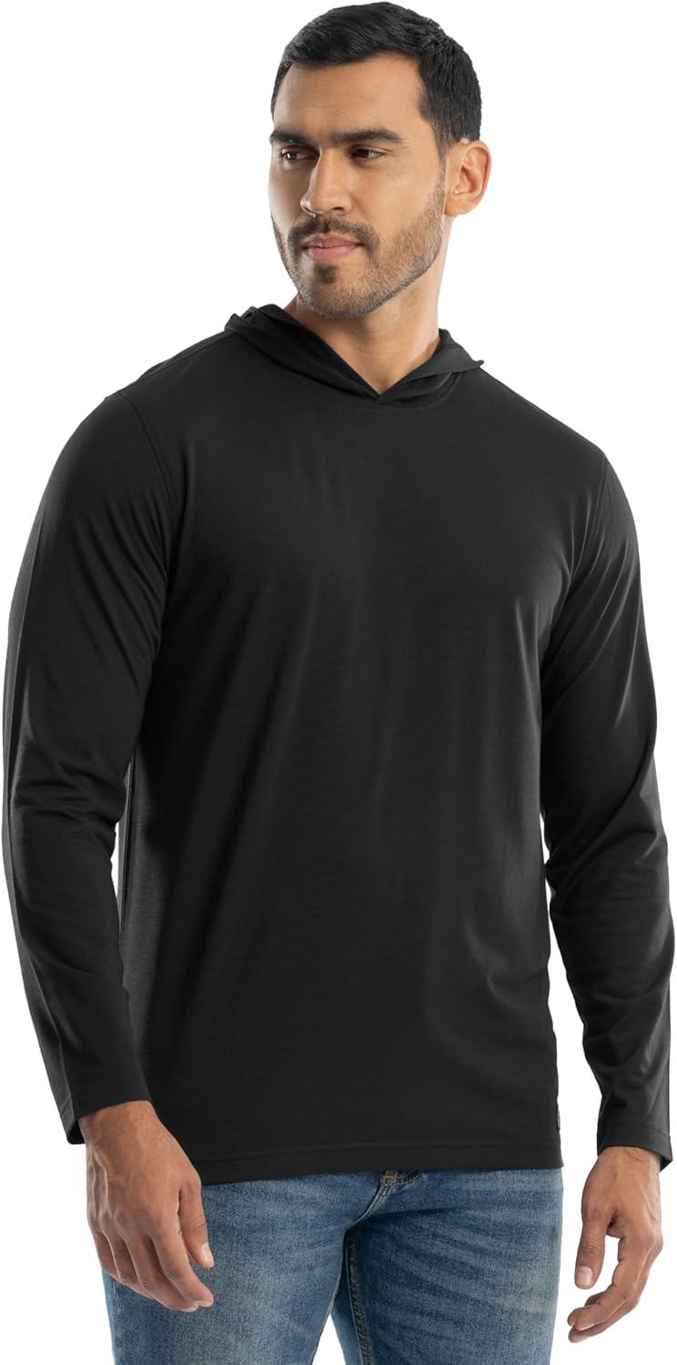 imageWrangler mens Long Sleeve Sun Protection HoodieBlack