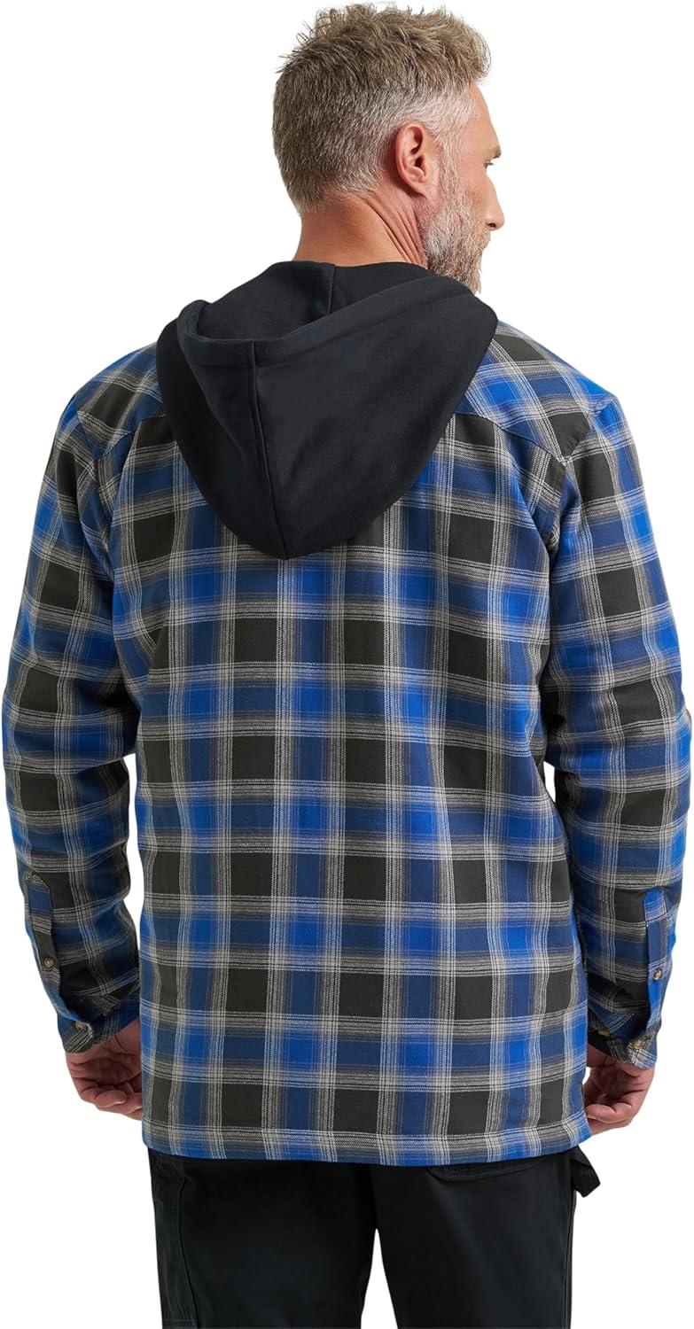 imageWrangler mens Masonry Hooded JacketBlue Black Plaid