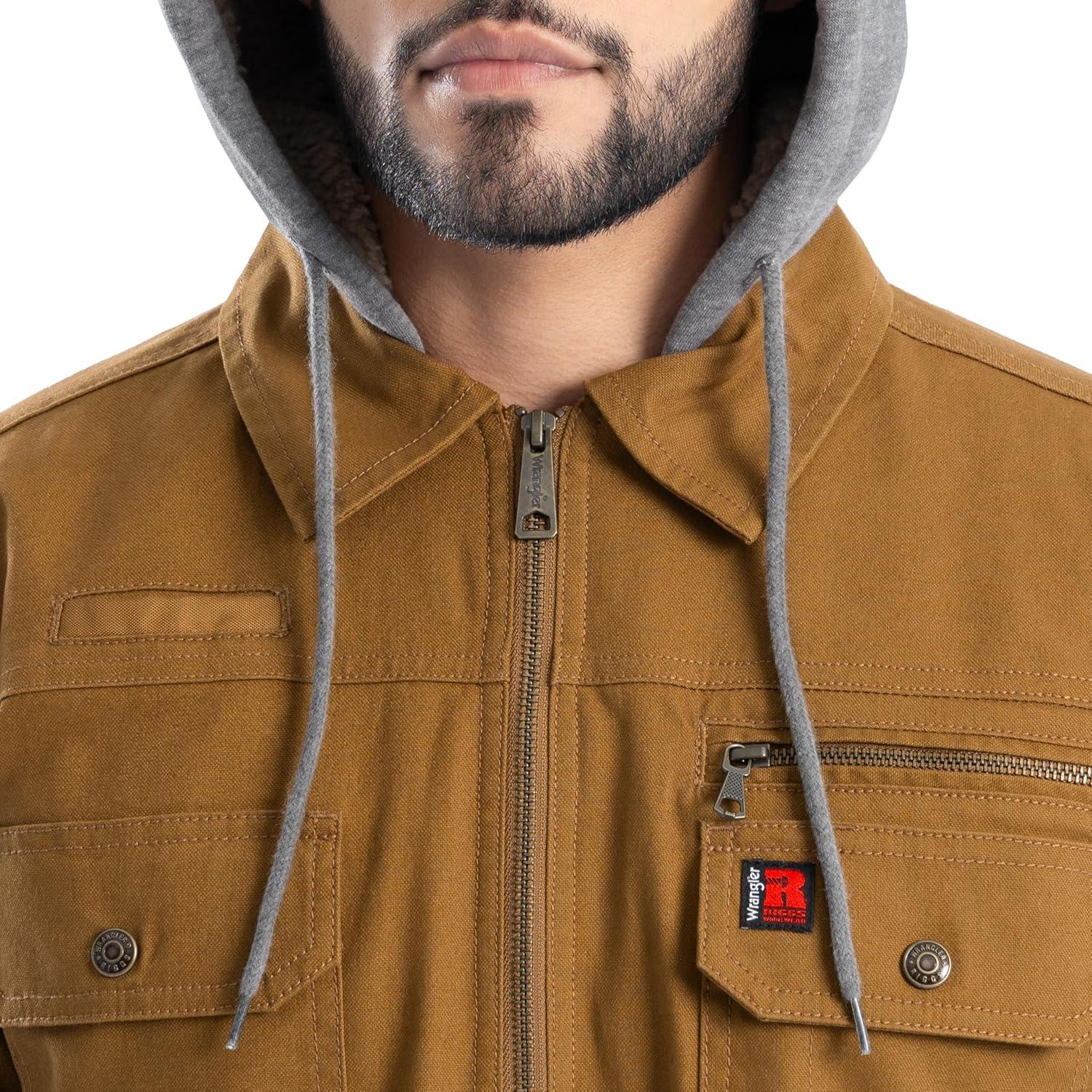 imageWrangler mens Quilted Lined Jacket With Sherpa HoodDuck