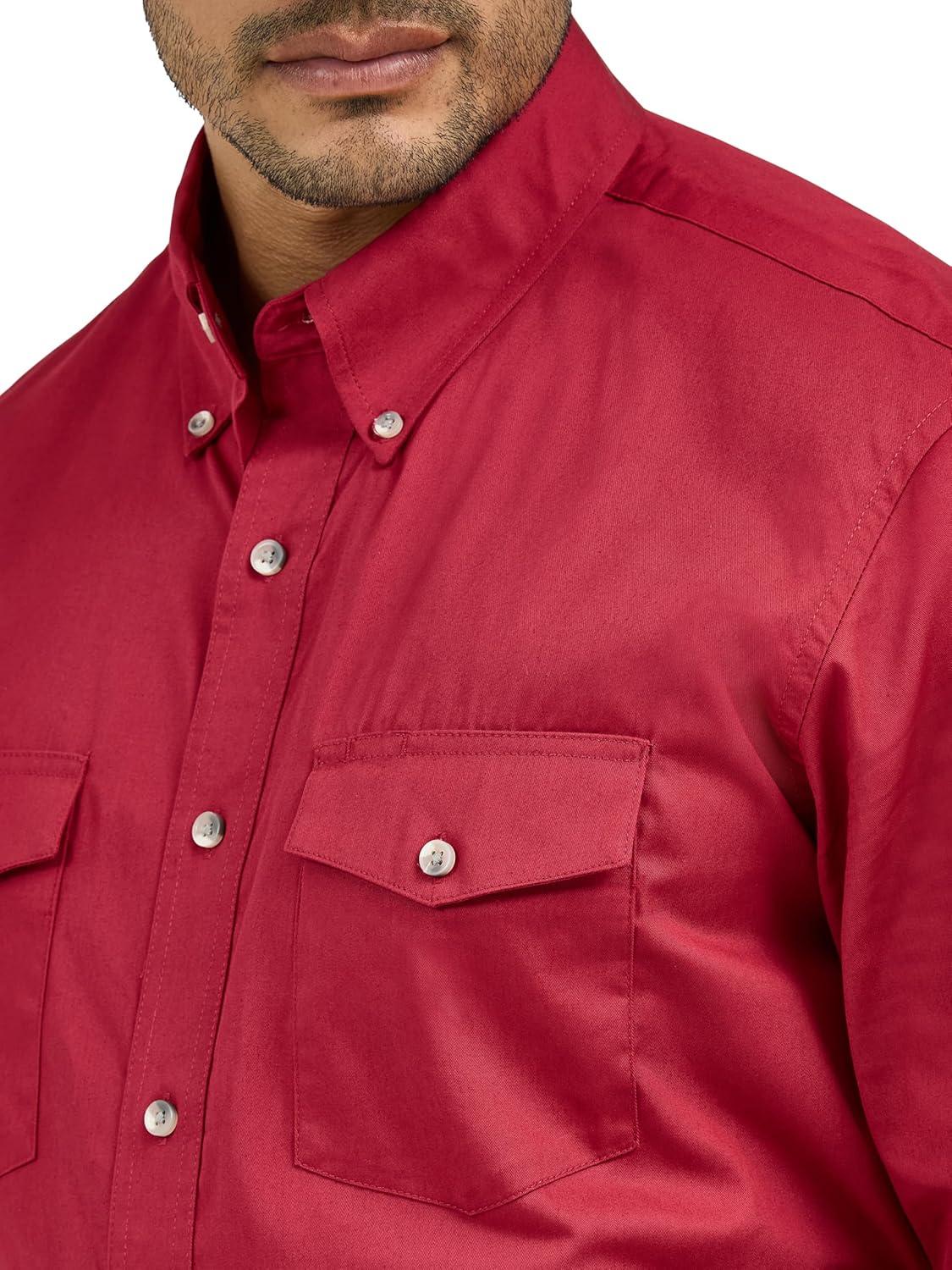 imageWranglermensPainted Desert Two Pocket Long Sleeve Button ShirtRed