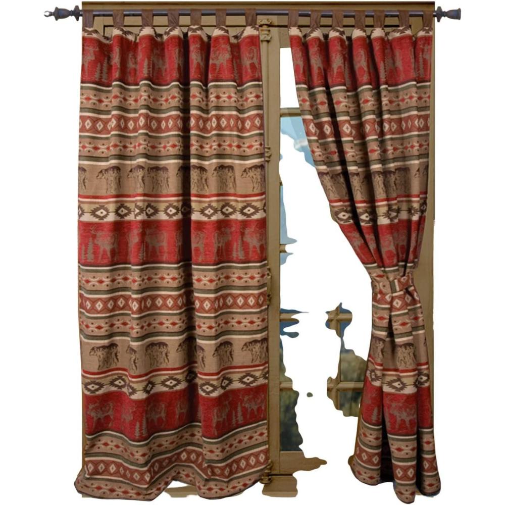 imageCARSTENS INC Woven Chenille Curtain Panel Set 2 Panels 54quot x 84quot Each Wrangler Mesa DaybreakAdirondack
