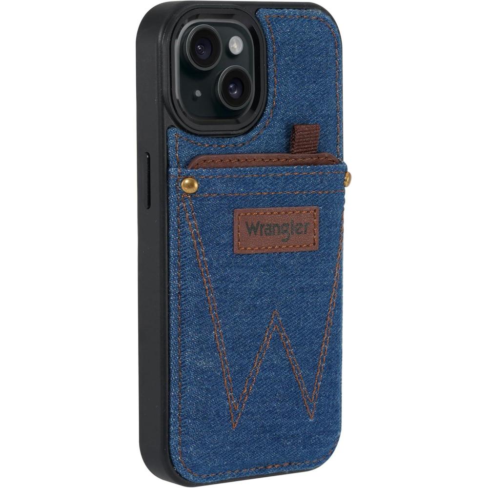 imageWITHit Wrangler Denim Heritage Phone Case for iPhone 1515 Pro15 Pro Max Card Holder with Leather Accents iPhone 15 Pro Max