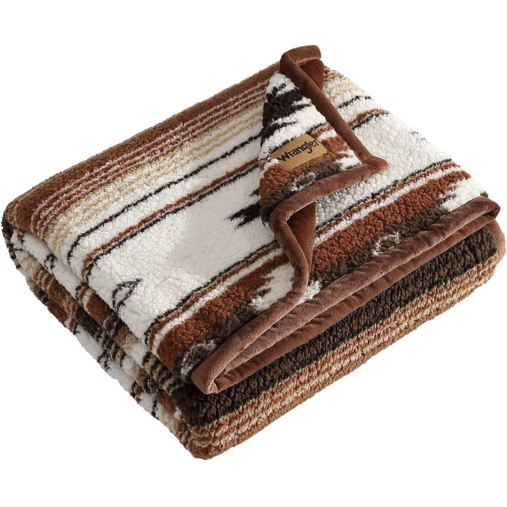 imageWrangler  Throw Blanket Super Soft Sherpa Bedding with Corduroy Reverse Yellowstone Inspired Western Luxurious Bedding OekoTex Certified Coyote Sands Orange 50quot x 60quotCoyote Sands Orange