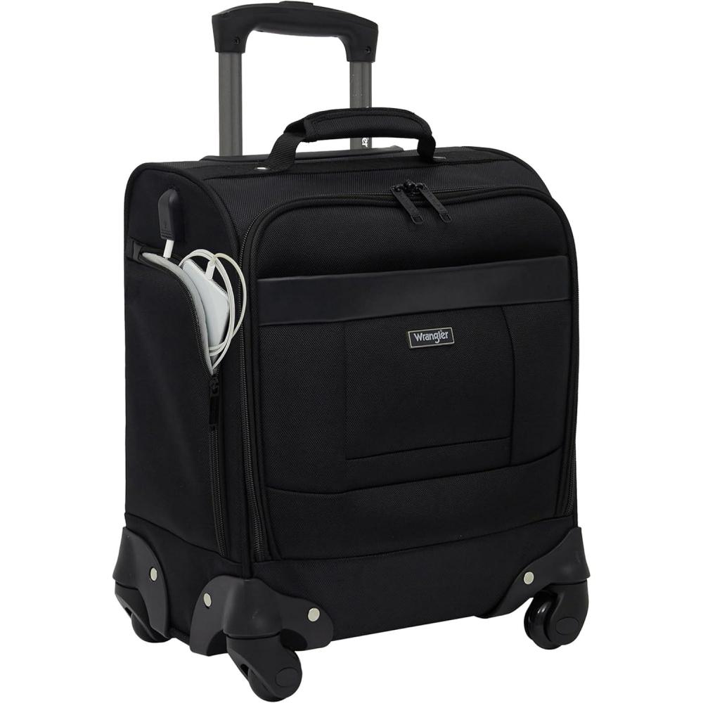 imageWrangler 17quot Underseat Spinner CarryOn Luggage MochaBlack