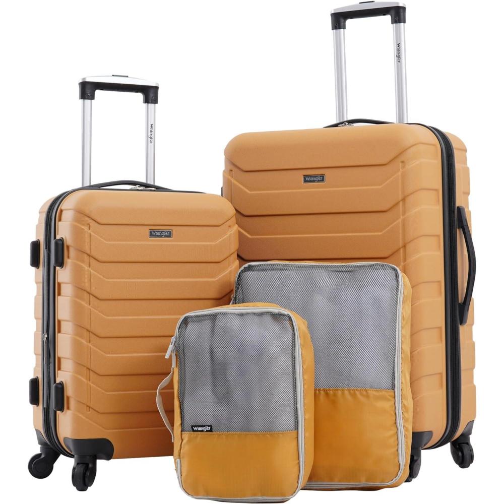 imageWrangler 4 Piece Miami Luggage and Packing Cubes Set Amber GoldAmber Gold
