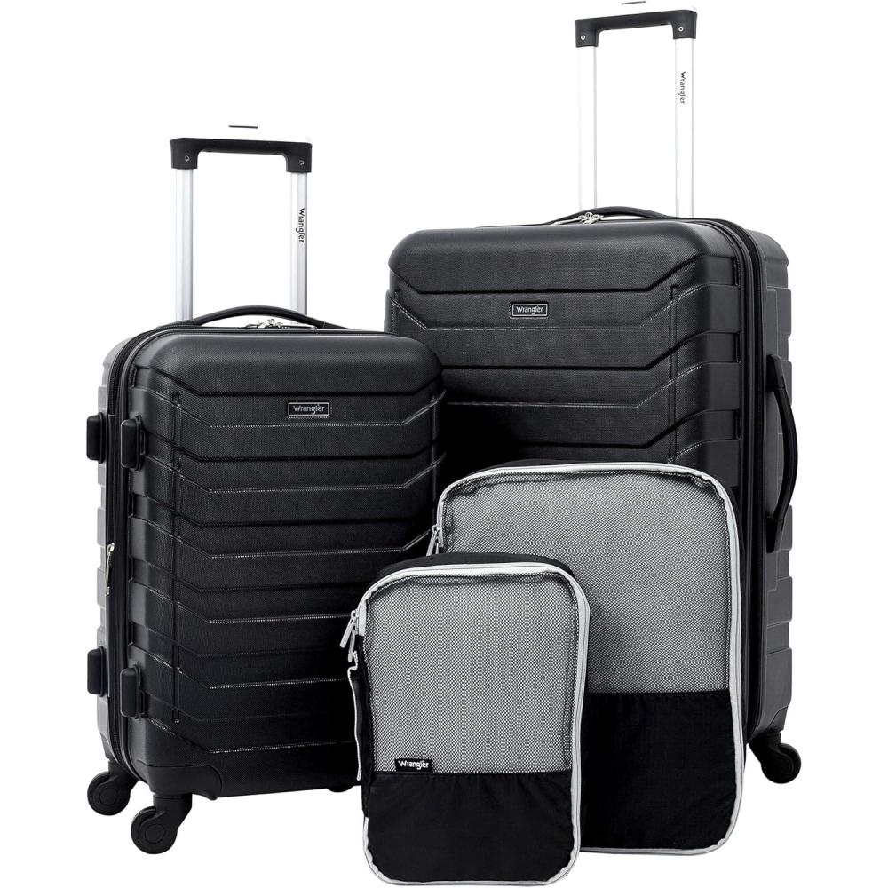 imageWrangler 4 Piece Miami Luggage and Packing Cubes Set Amber GoldBlack