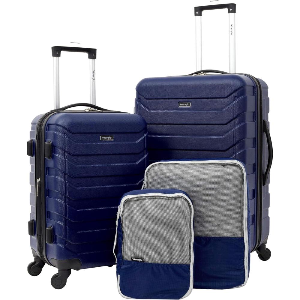 imageWrangler 4 Piece Miami Luggage and Packing Cubes Set Amber GoldBlue