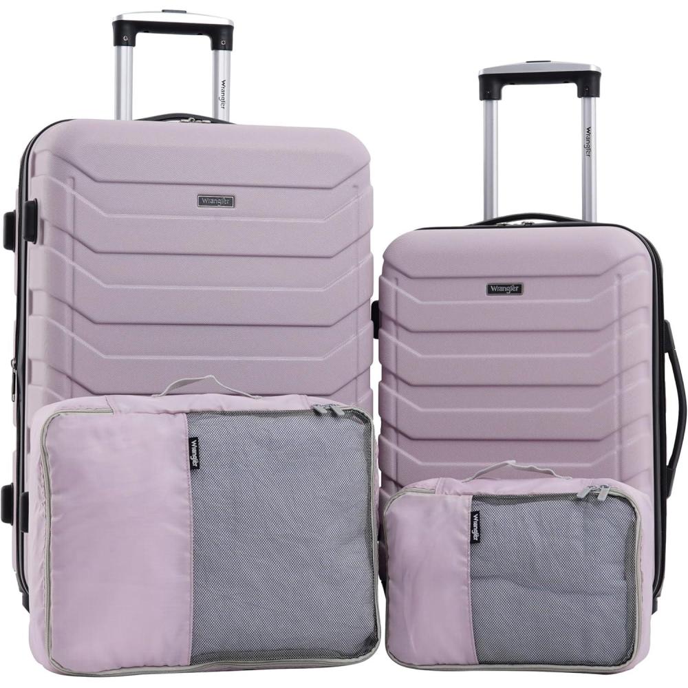 imageWrangler 4 Piece Miami Luggage and Packing Cubes Set Amber GoldBurnished Lilac