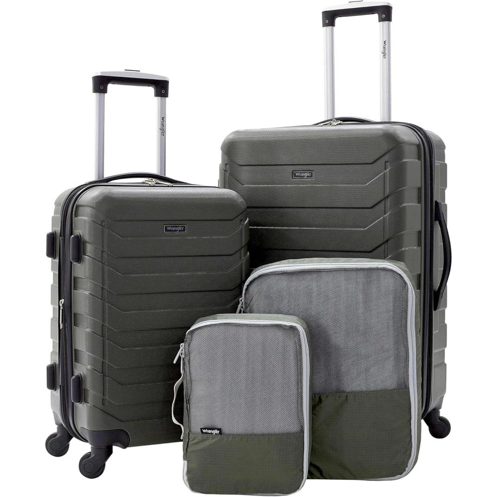 imageWrangler 4 Piece Miami Luggage and Packing Cubes Set Amber GoldGreen