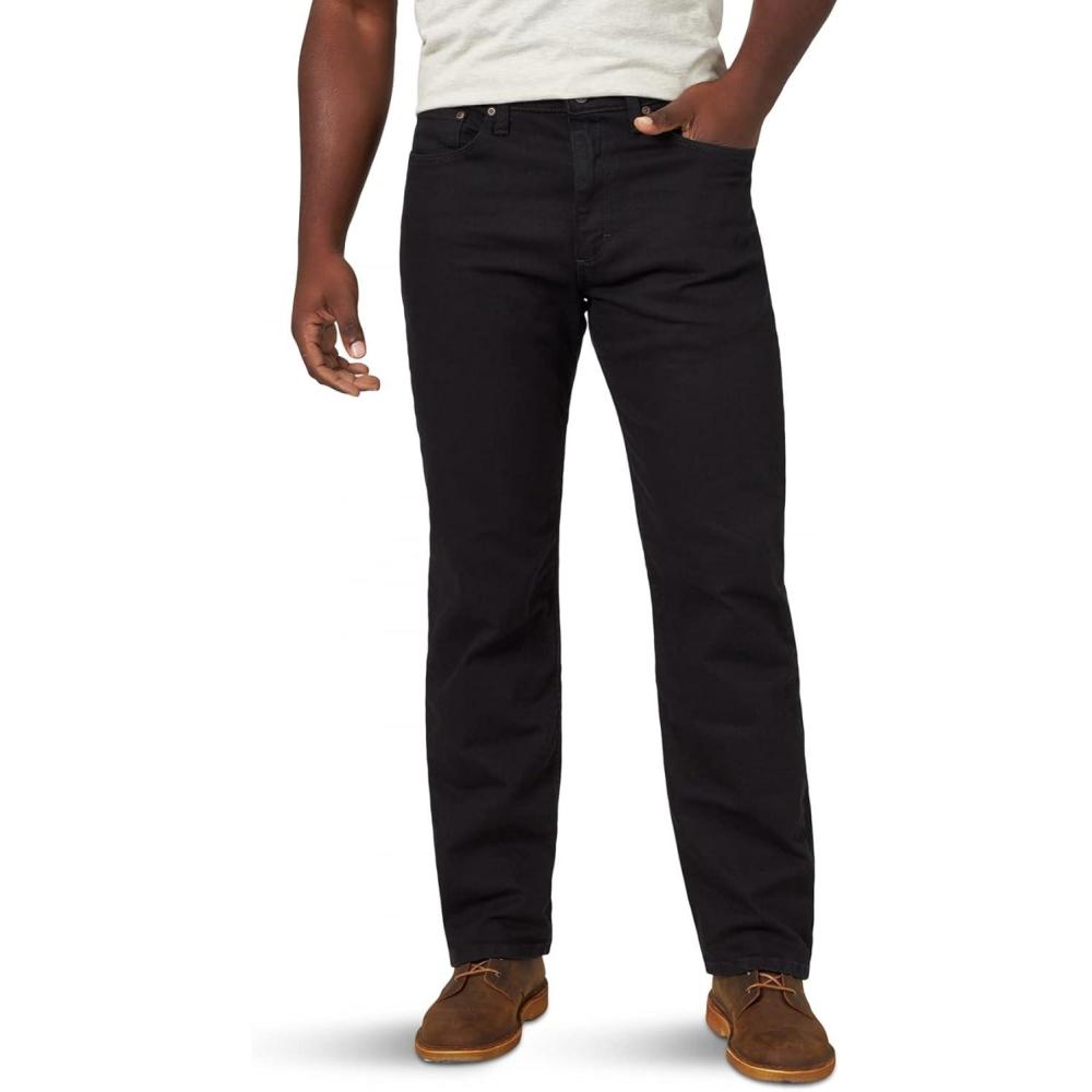 imageWrangler Authentics Mens Classic 5Pocket Relaxed Fit Flex JeanBlack Flex