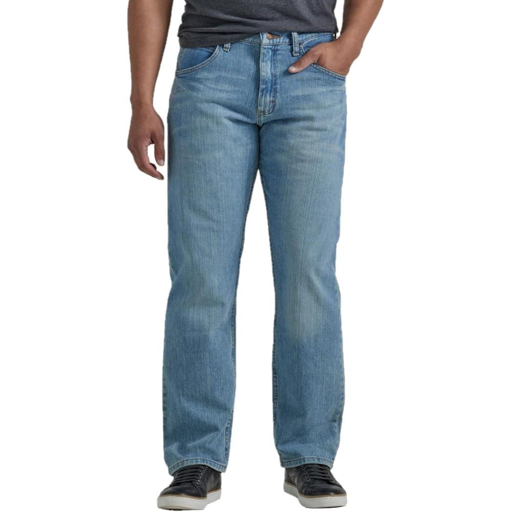 imageWrangler Authentics Mens Classic 5Pocket Relaxed Fit Flex JeanBleached Denim Flex