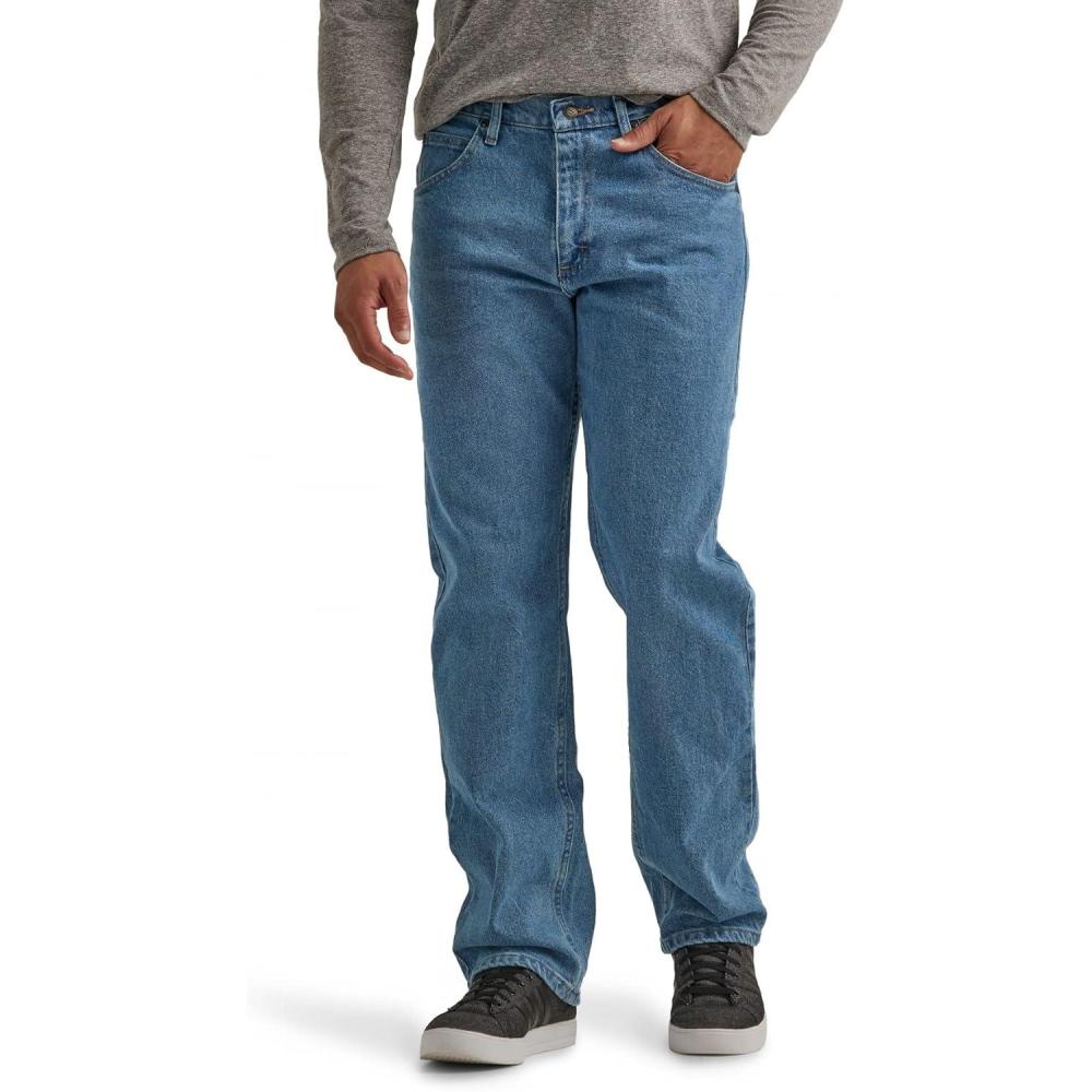 imageWrangler Authentics Mens Classic 5Pocket Relaxed Fit Flex JeanLight Stonewash Flex