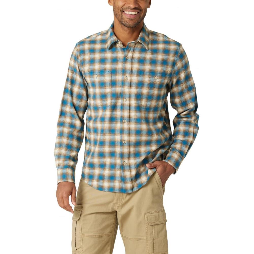imageWrangler Authentics Mens Cloud Flannel Woven ShirtCelestial