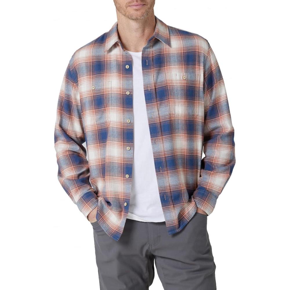 imageWrangler Authentics Mens Cloud Flannel Woven ShirtCopper Brown
