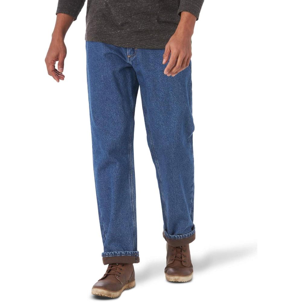 imageWrangler Authentics Mens Fleece Lined Five Pocket JeanStonewash