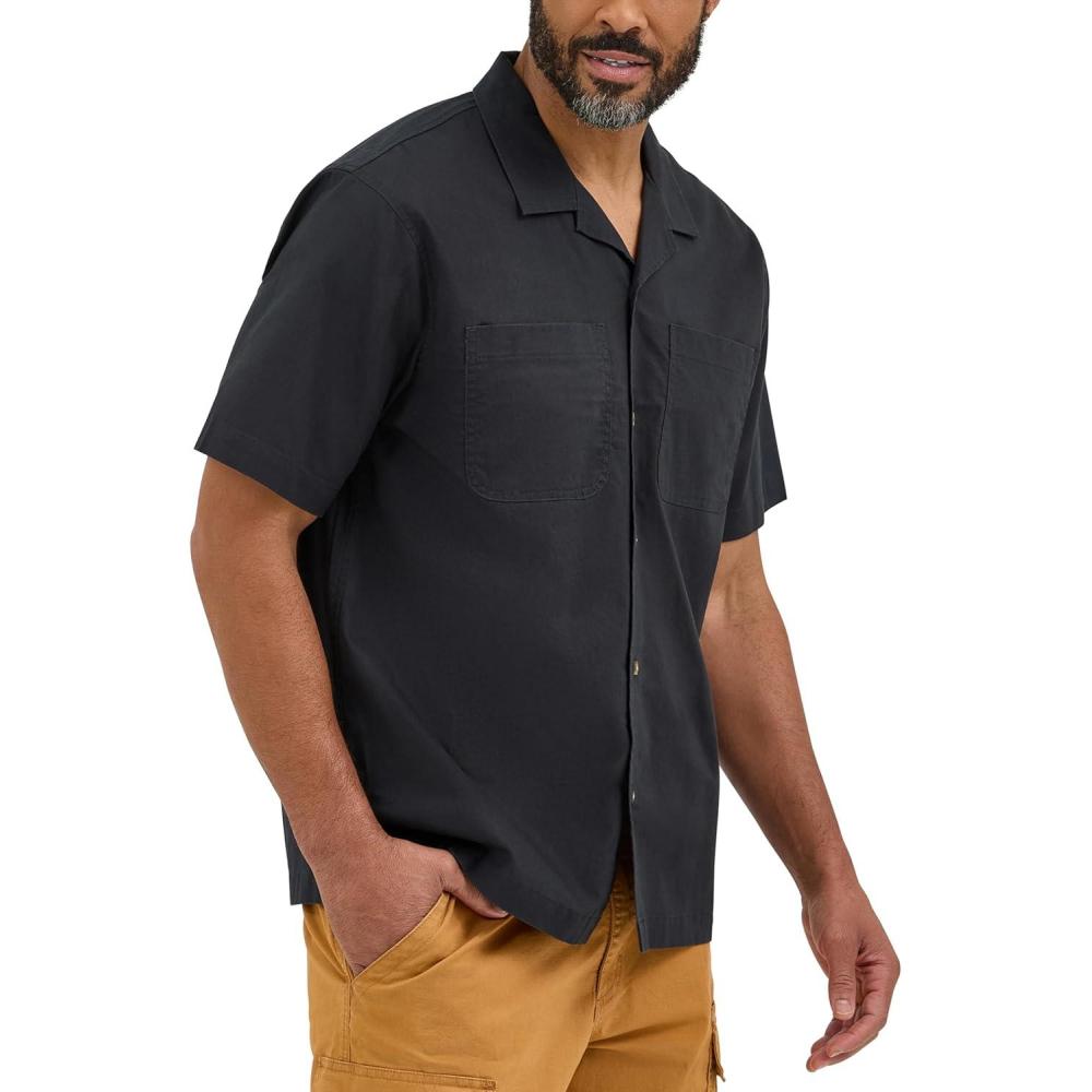 imageWrangler Authentics Mens Short Sleeve Camp ShirtCaviar