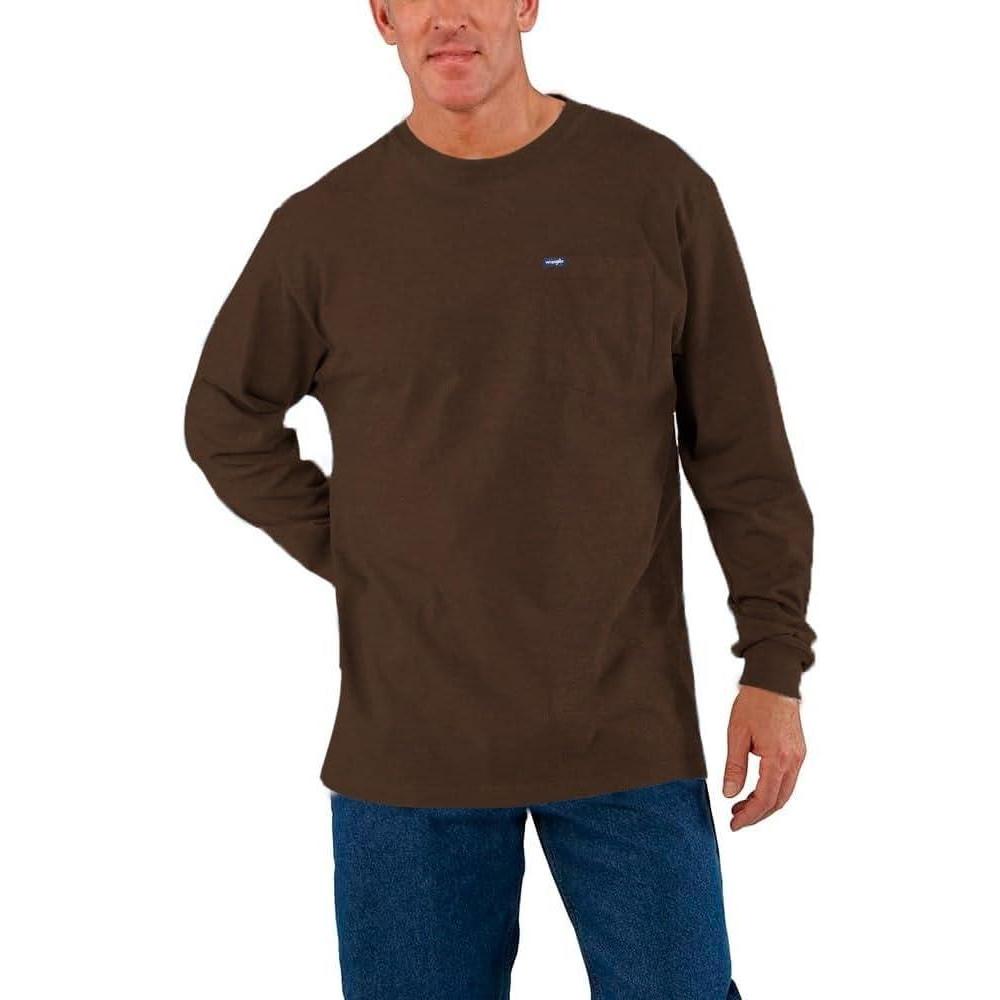 imageWrangler Big and Tall Heavyweight Long Sleeve Pocket TShirt for MenBrown