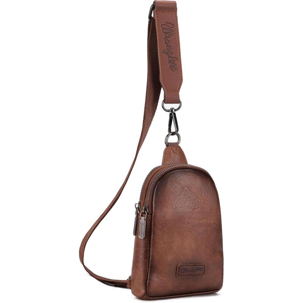 imageWrangler Crossbody Sling Bag for Women Fanny Packs Chest Bags for TravelClassicdark Brown Distressed