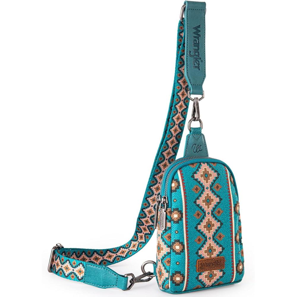 imageWrangler Crossbody Sling Bag for Women Fanny Packs Chest Bags for TravelVintagedrak Turquoise