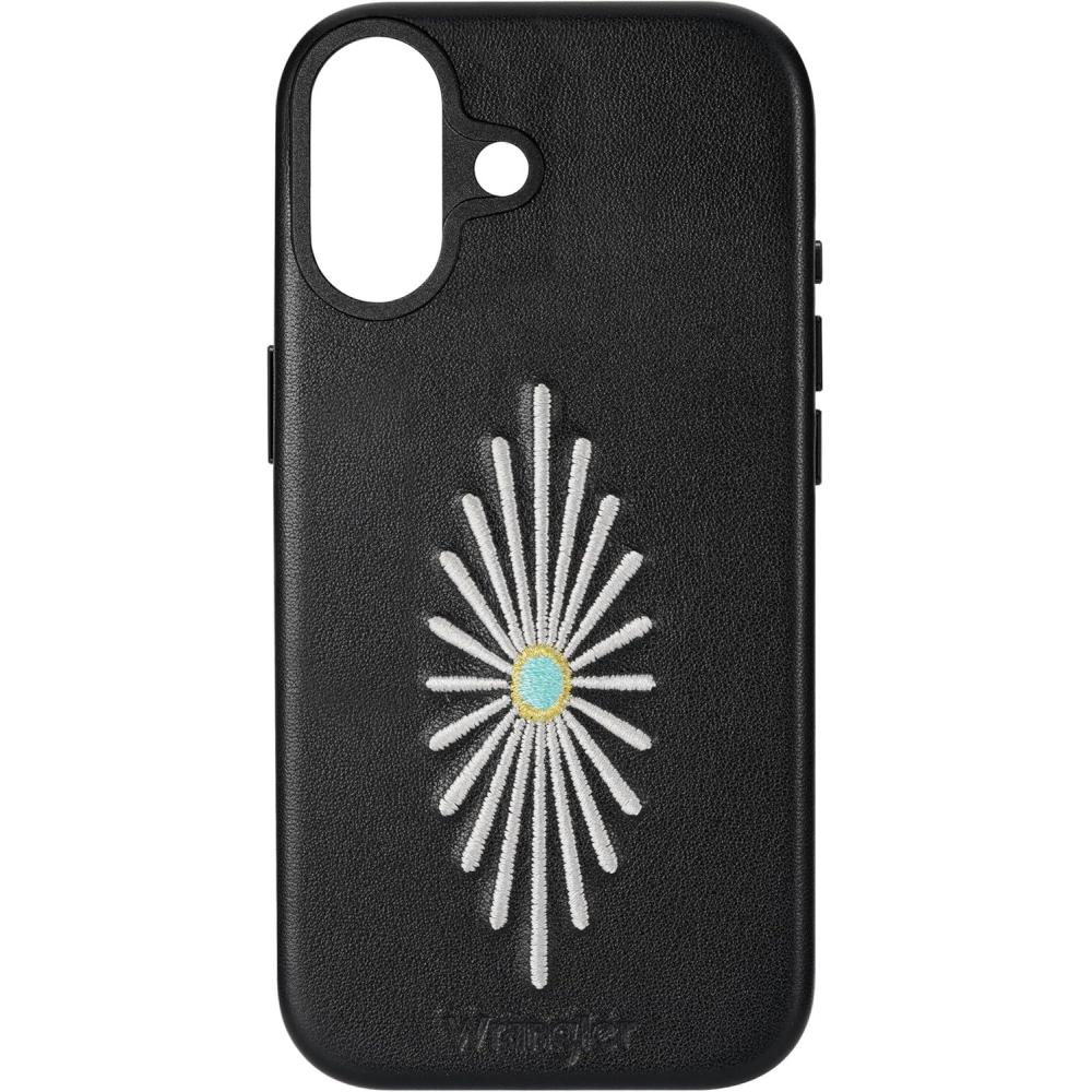 imageWrangler Leather Embroidered iPhone Case  Western Star Compatible with iPhone Black 16 ProBlack