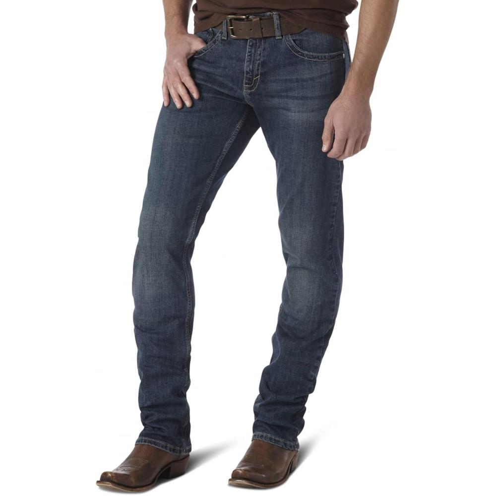 imageWrangler Mens 44 Slim Straight Light Wash JeansMcallen