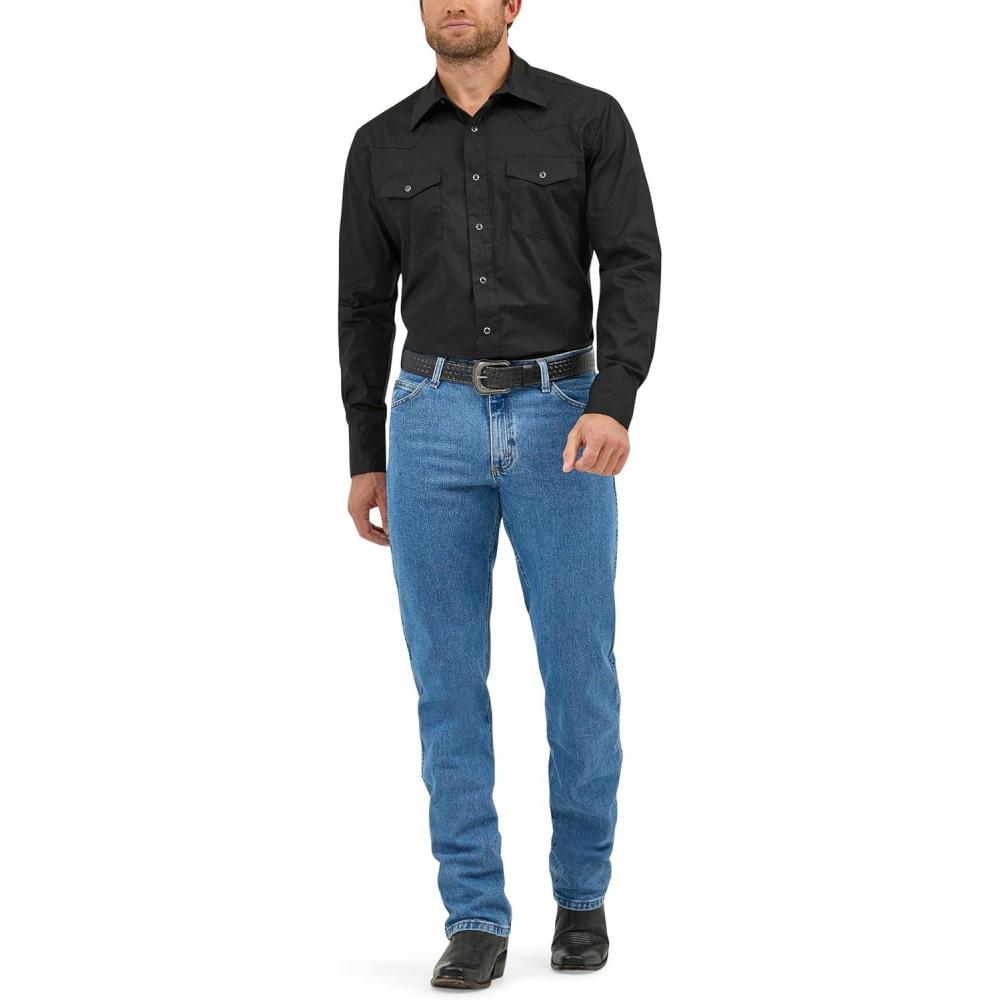 imageWrangler Mens 47Mwz Premium Performance Cowboy Cut Regular Fit Prewashed Jeans  47MwzpwStonewash