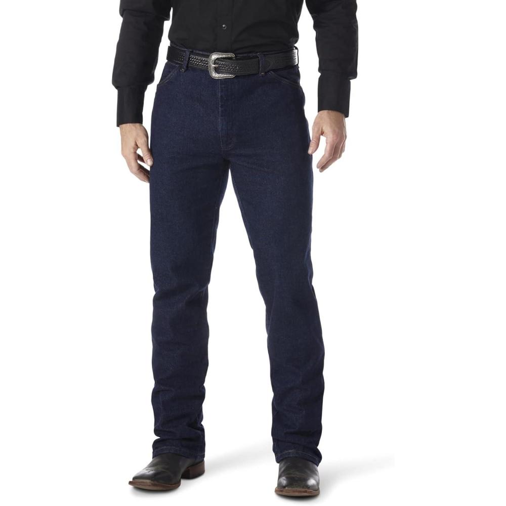 imageWrangler Mens Cowboy Cut Regular Fit Straight JeanNavy Stretch