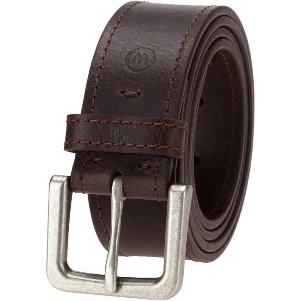 imageWrangler Mens Leather Belt Country Casual Every Day Belt for JeansBrown
