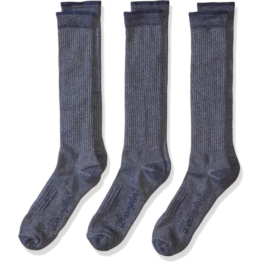 imageWrangler Mens Lightweight Ultra Dri Over The Calf Boot Socks 3 Pair PackBlue