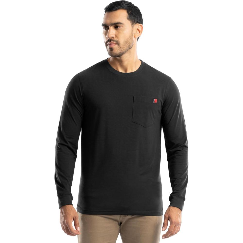 imageWrangler Mens Long Sleeve Pocket TShirt with UPFBlack