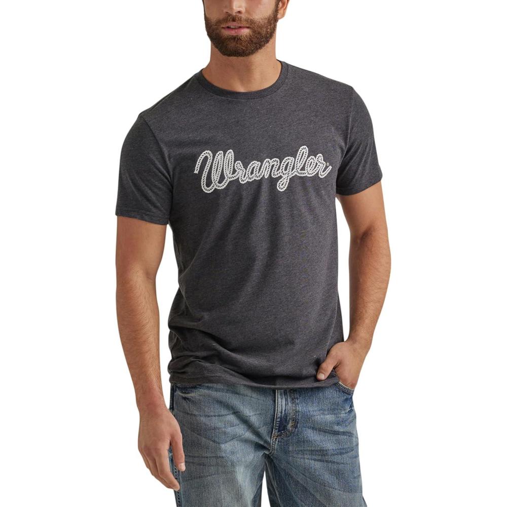 imageWrangler Mens Western Crew Neck Short Sleeve Tee ShirtCaviar Heather