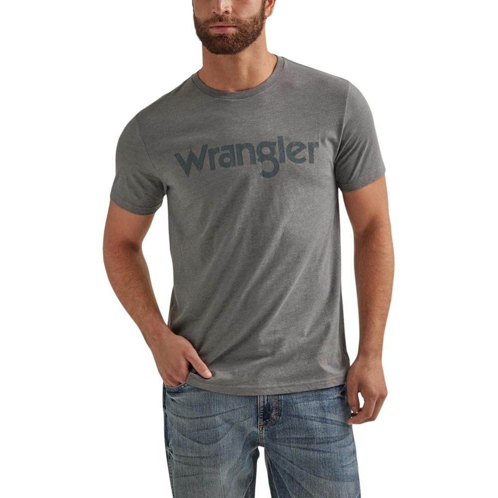 imageWrangler Mens Western Crew Neck Short Sleeve Tee ShirtGraphite Heather