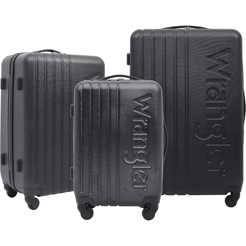 imageWrangler Quest Luggage Set Granite Gray 3 Piece Set 30quot26quot22quotBlack